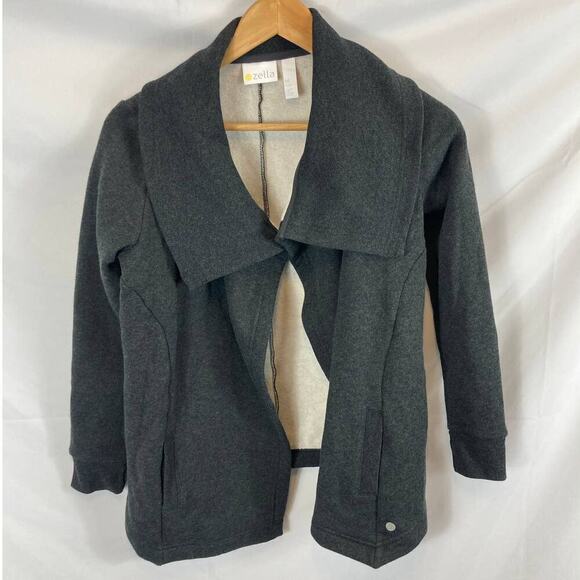 NWT ZELLA GIRL Kids' Cara Wrap Cardigan In Grey Dark Charcoal Heather M 8/10 - Picture 1 of 4